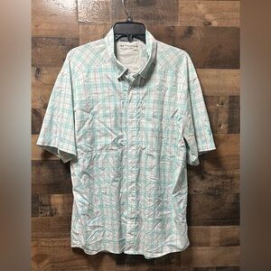 Under Armour HeatGear Button Front Shirt Men’s Large Plaid Short Sleeve